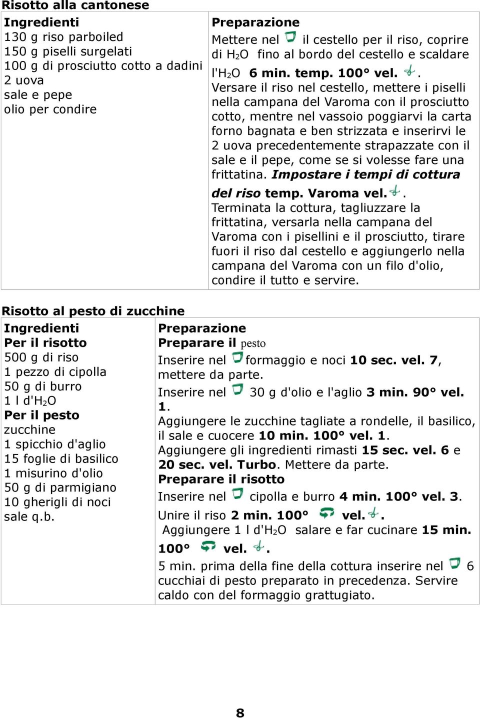 . Versare il riso nel cestello, mettere i piselli nella campana del Varoma con il prosciutto cotto, mentre nel vassoio poggiarvi la carta forno bagnata e ben strizzata e inserirvi le 2 uova