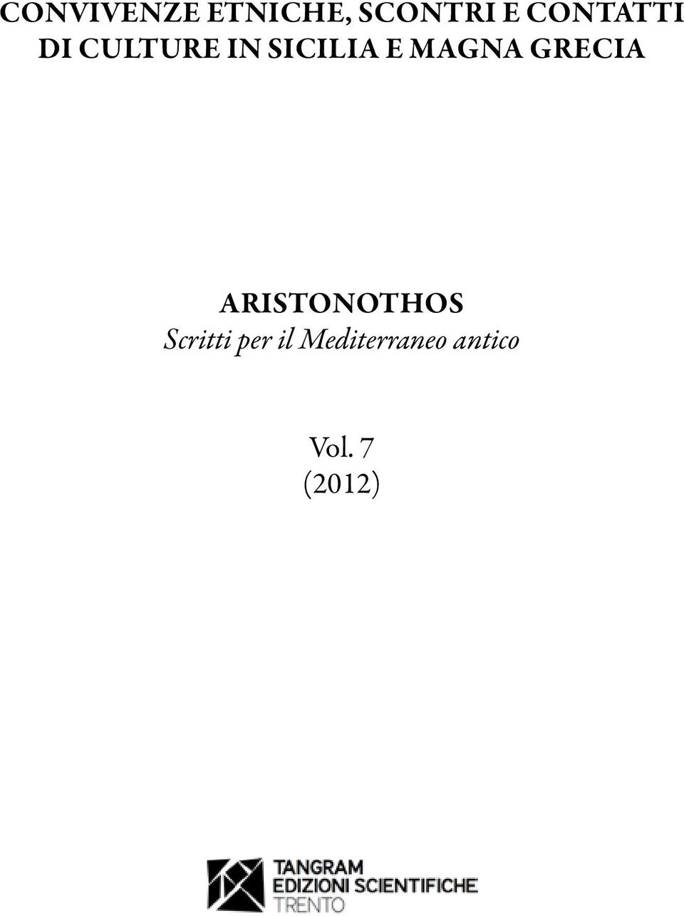 Magna Grecia ARISTONOTHOS Scritti