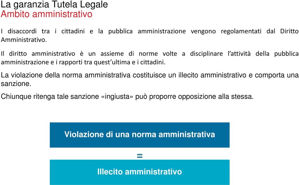 ultima e i cittadini. La violazione della norma amministrativa costituisce un illecito amministrativo e comporta una sanzione.