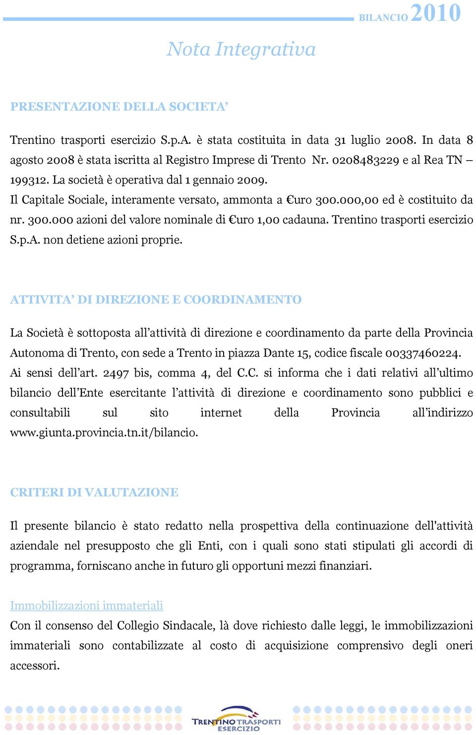 Trentino trasporti esercizio S.p.A. non detiene azioni proprie.