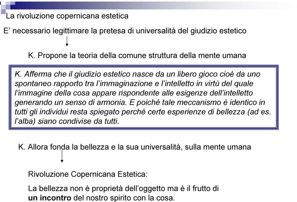 esigenze dell intelletto generando un senso di armonia. E poiché tale meccanismo è identico in tutti gli individui resta spiegato perché certe esperienze di bellezza (ad es.