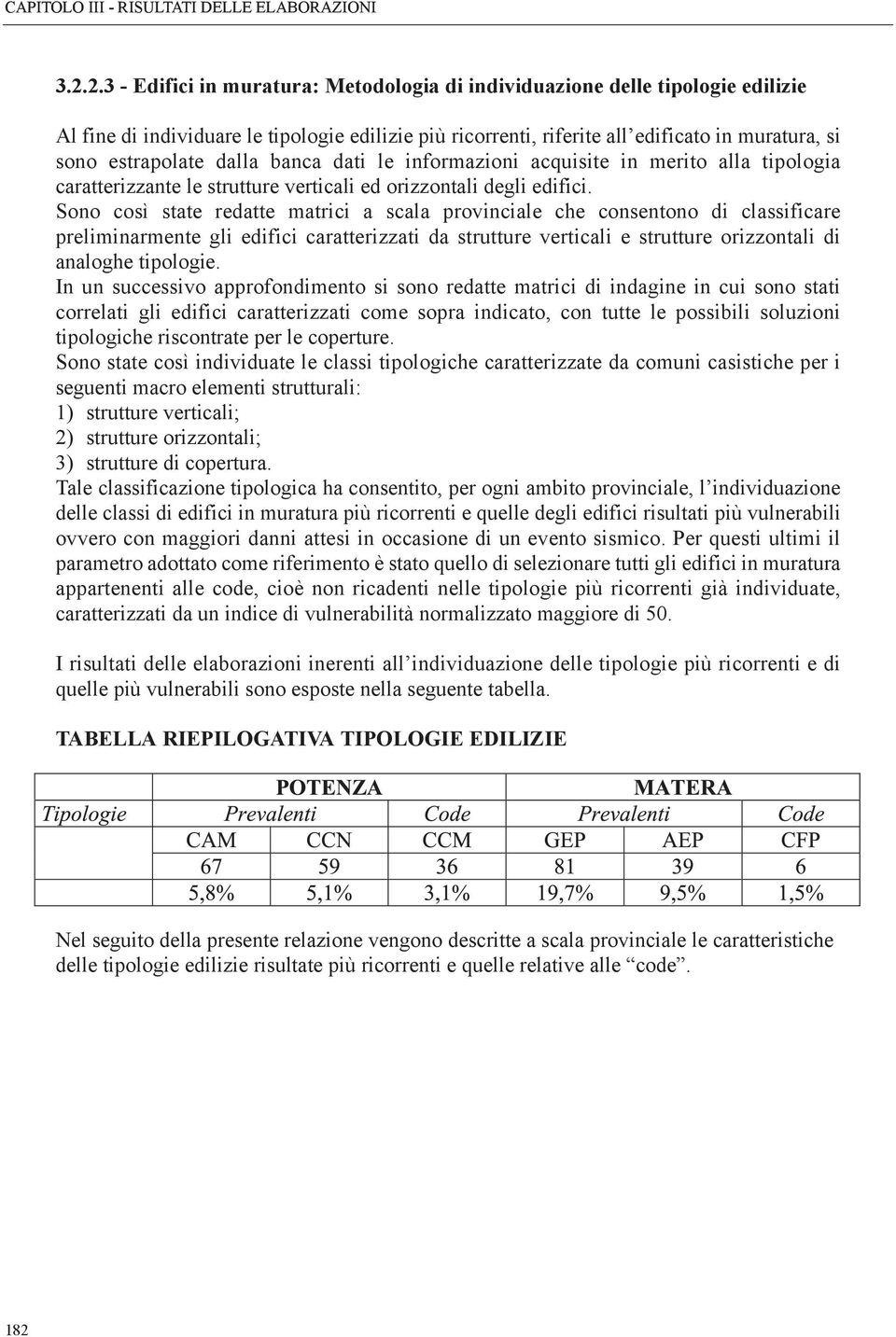 dalla banca dati le informazioni acquisite in merito alla tipologia caratterizzante le strutture verticali ed orizzontali degli edifici.