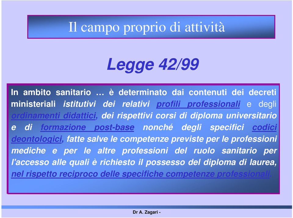 specifici codici deontologici, fatte salve le competenze previste per le professioni mediche e per le altre professioni del ruolo