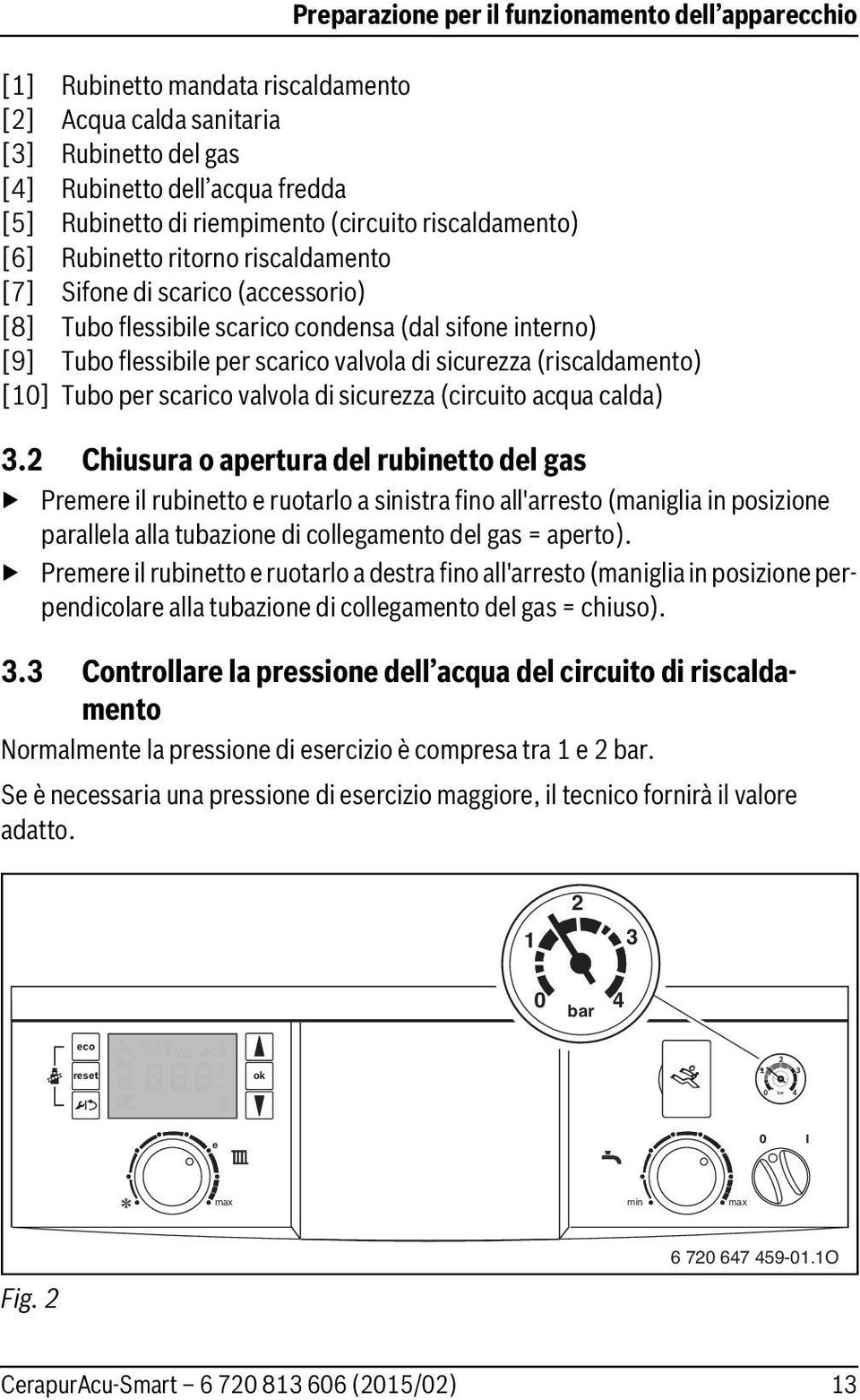 sicurezza (riscaldamento) [10] Tubo per scarico valvola di sicurezza (circuito acqua calda) 3.