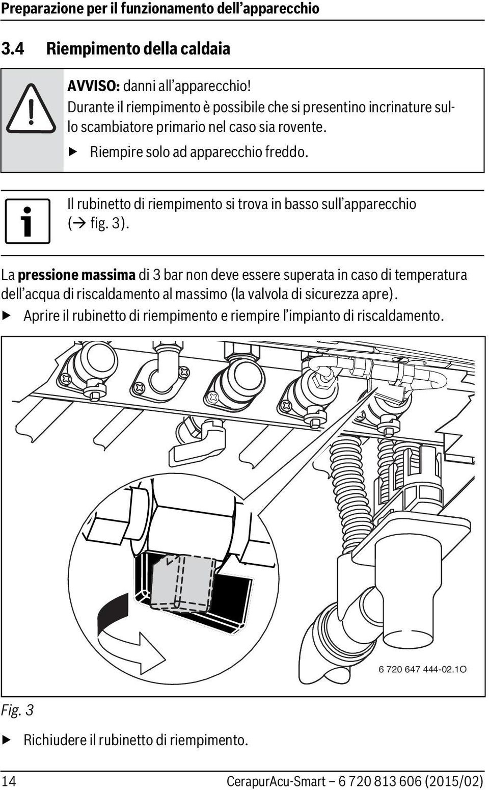 Il rubinetto di riempimento si trova in basso sull apparecchio ( fig. 3).