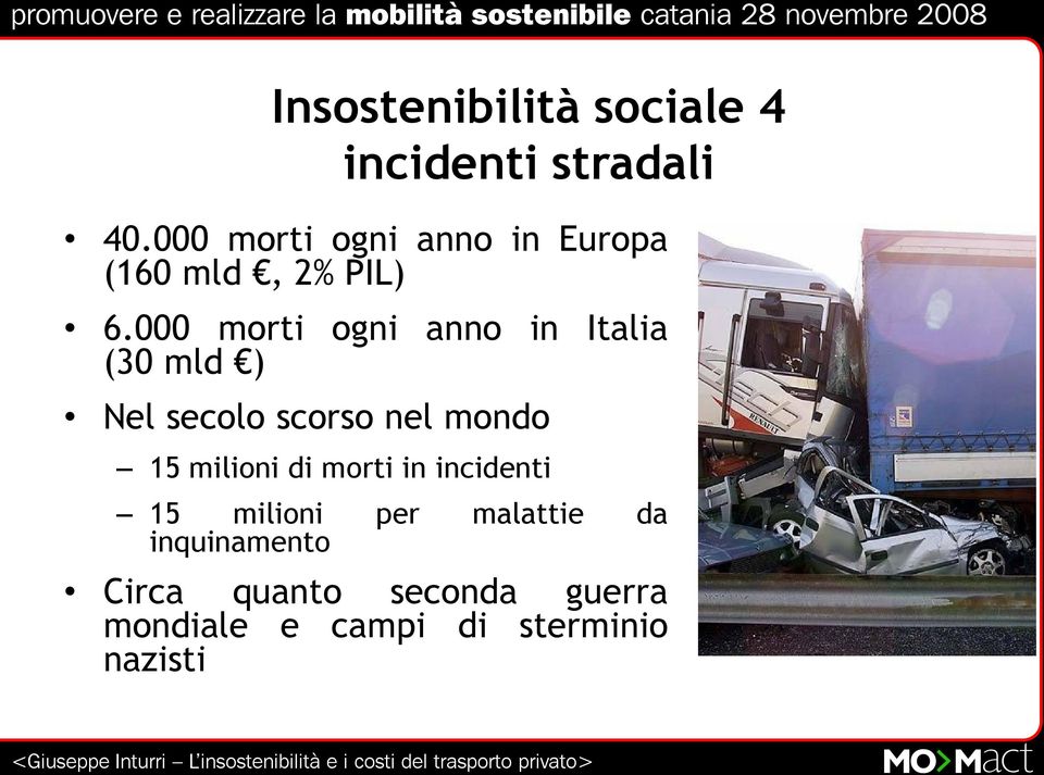 000 morti ogni anno in Italia (30 mld ) Nel secolo scorso nel mondo 15