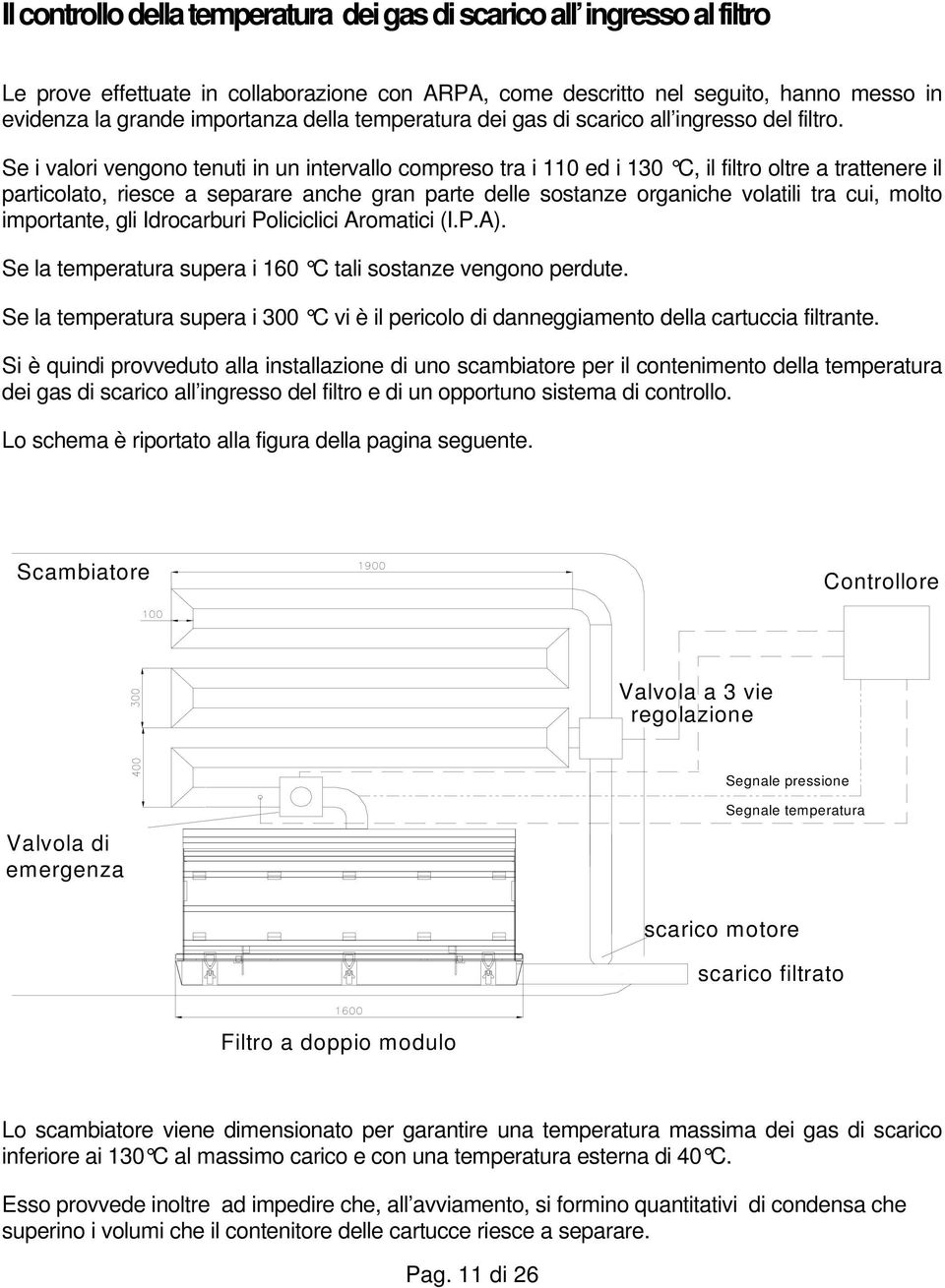 Se i valori vengono tenuti in un intervallo compreso tra i 110 ed i 130 C, il filtro oltre a trattenere il particolato, riesce a separare anche gran parte delle sostanze organiche volatili tra cui,