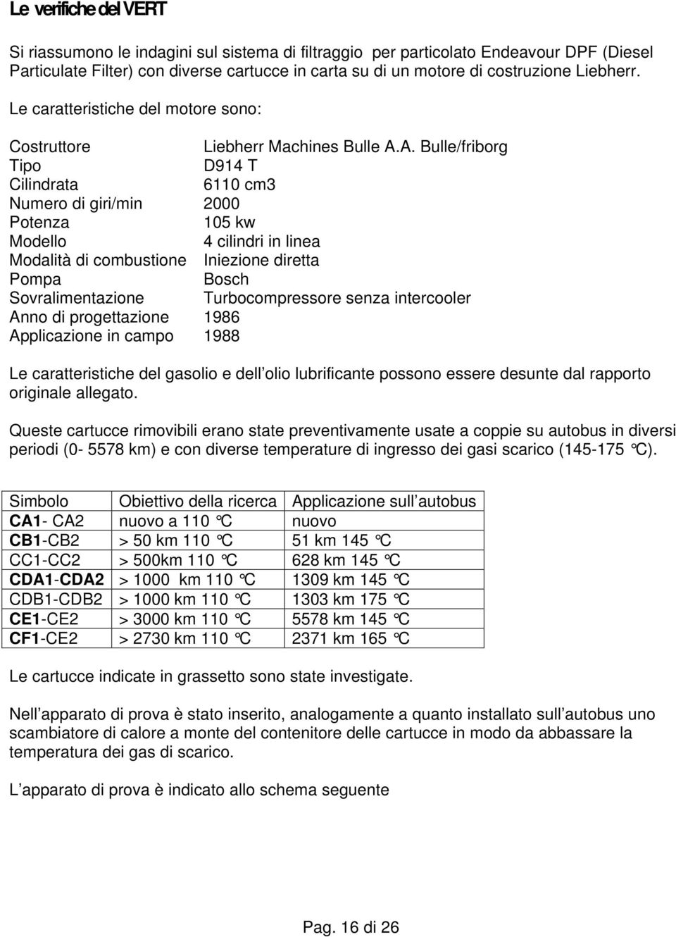 A. Bulle/friborg Tipo D914 T Cilindrata 6110 cm3 Numero di giri/min 2000 Potenza 105 kw Modello 4 cilindri in linea Modalità di combustione Iniezione diretta Pompa Bosch Sovralimentazione