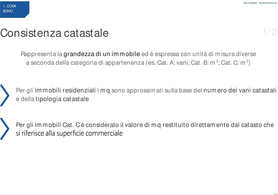 C: m 2 ) Per gli immobili residenziali i mq sono approssimati sulla base del numero dei vani catastali