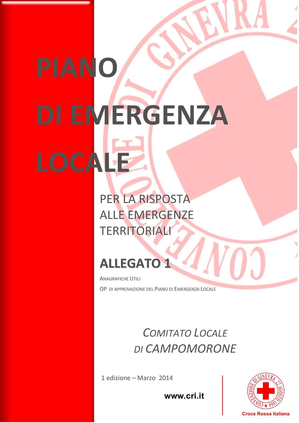 APPROVAZIONE DEL PIANO DI EMERGENZA LOCALE