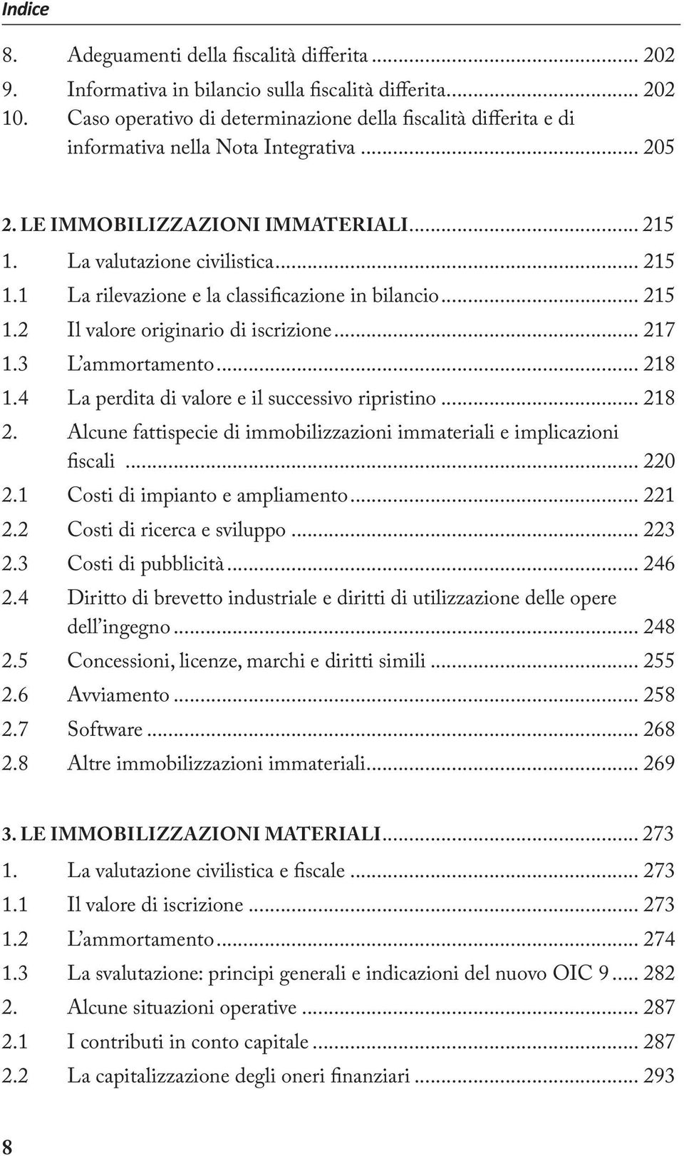 .. 215 1.2 Il valore originario di iscrizione... 217 1.3 L ammortamento... 218 1.4 La perdita di valore e il successivo ripristino... 218 2.