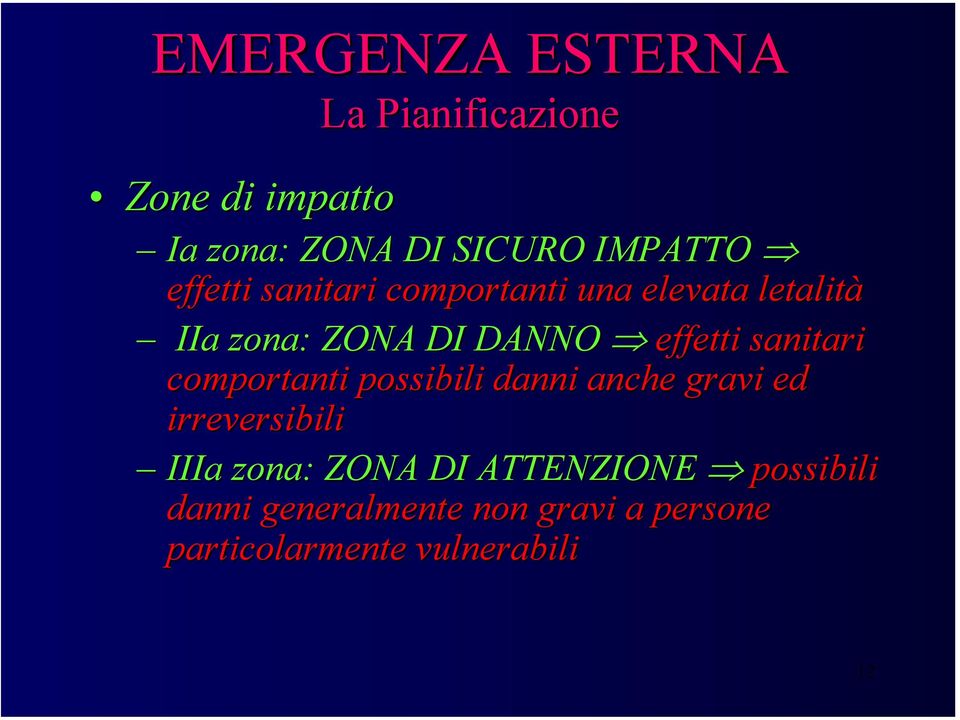 sanitari comportanti possibili danni anche gravi ed irreversibili IIIa zona: ZONA DI