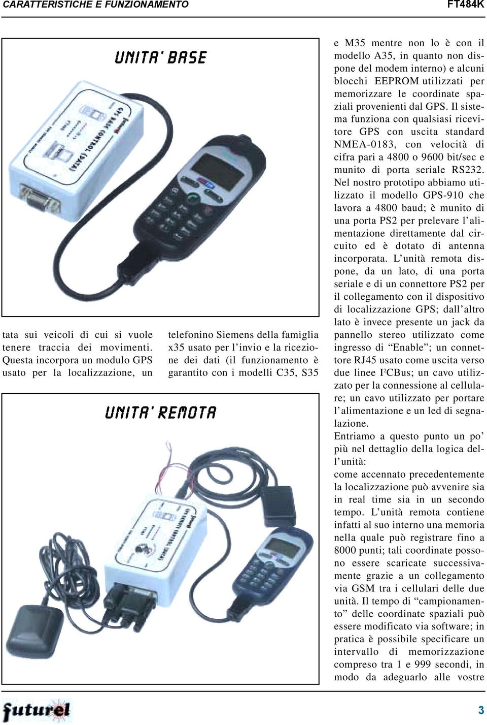 funzionamento è garantito con i modelli C35, S35 e M35 mentre non lo è con il modello A35, in quanto non dispone del modem interno) e alcuni blocchi EEPROM utilizzati per memorizzare le coordinate