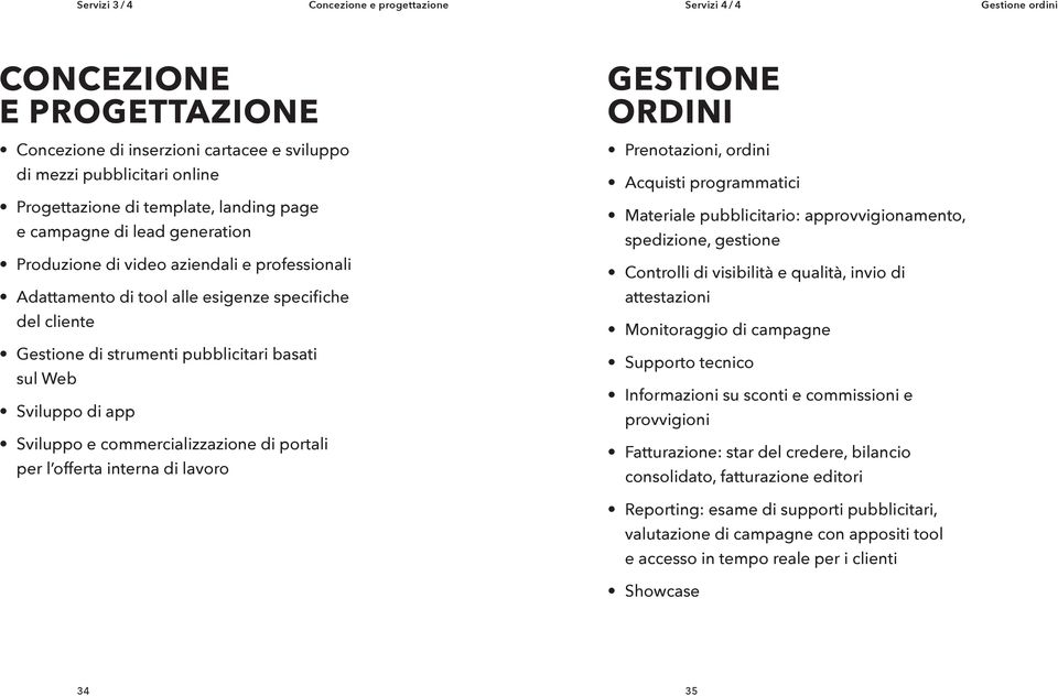 Sviluppo di app Sviluppo e commercializzazione di portali per l offerta interna di lavoro GESTIONE ORDINI Prenotazioni, ordini Acquisti programmatici Materiale pubblicitario: approvvigionamento,