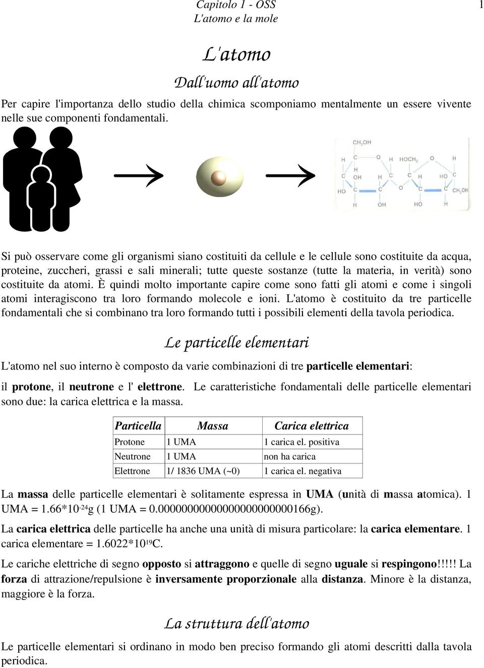 sono costituite da atomi. È quindi molto importante capire come sono fatti gli atomi e come i singoli atomi interagiscono tra loro formando molecole e ioni.