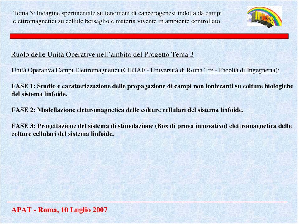 Studio e caratterizzazione delle propagazione di campi non ionizzanti su colture biologiche del sistema linfoide.