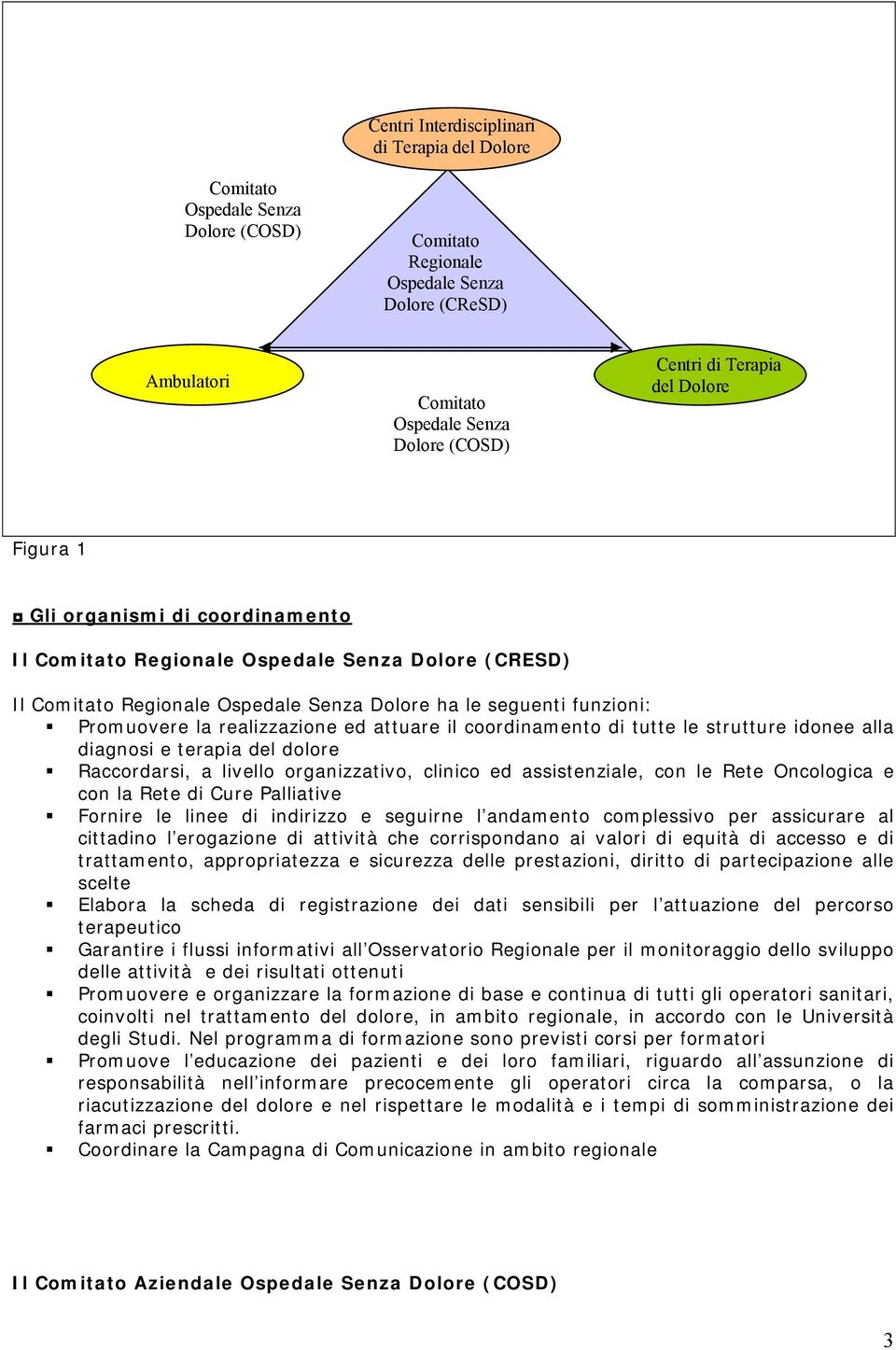 realizzazione ed attuare il coordinamento di tutte le strutture idonee alla diagnosi e terapia del dolore Raccordarsi, a livello organizzativo, clinico ed assistenziale, con le Rete Oncologica e con