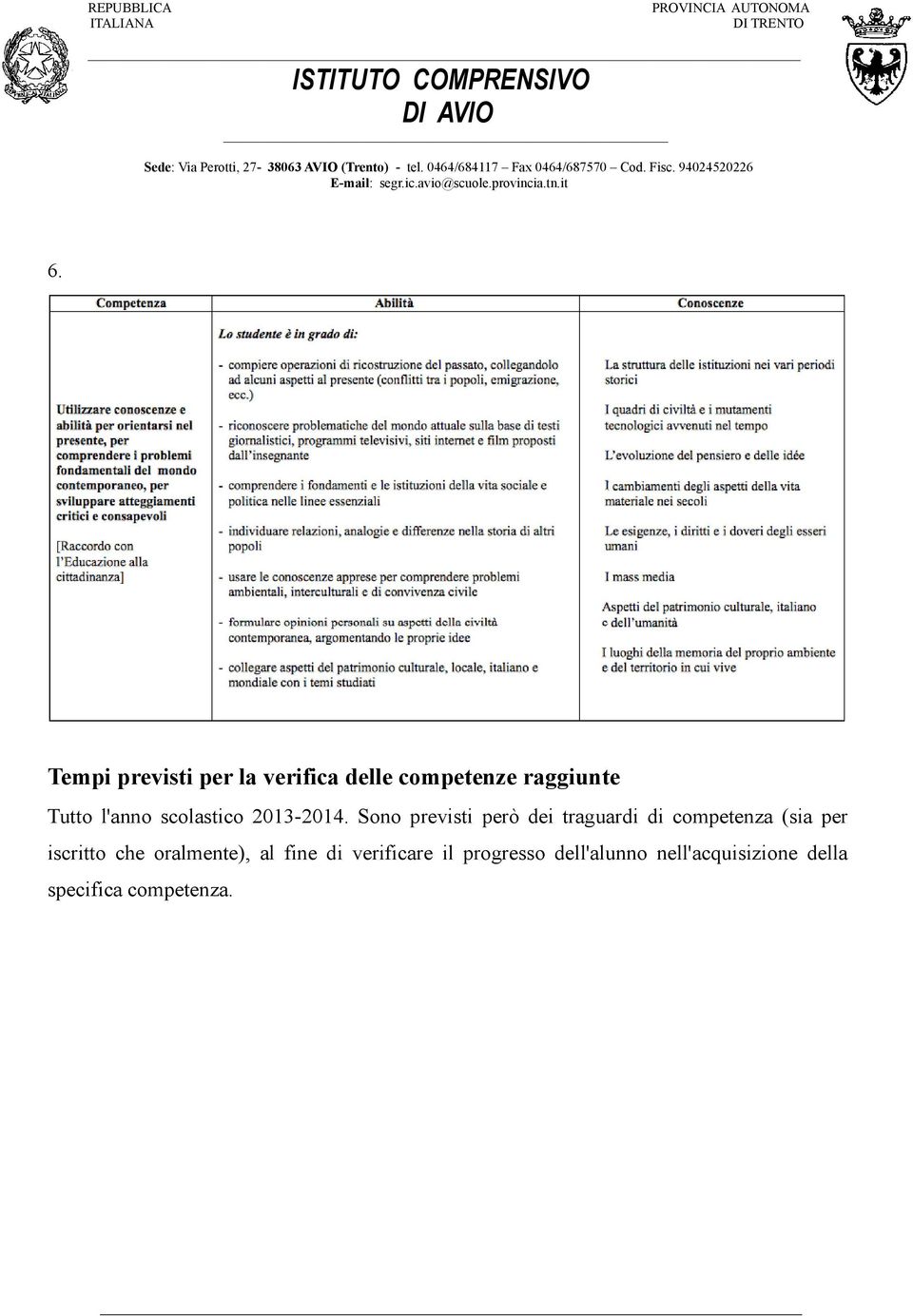 Sono previsti però dei traguardi di competenza (sia per iscritto