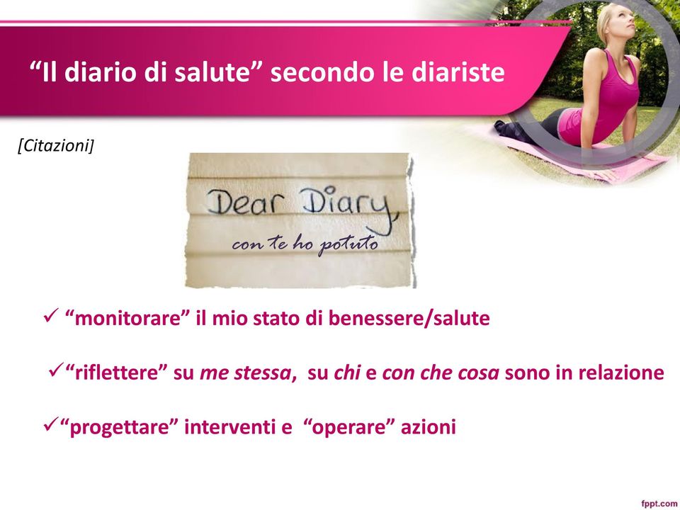 benessere/salute riflettere su me stessa, su chi e