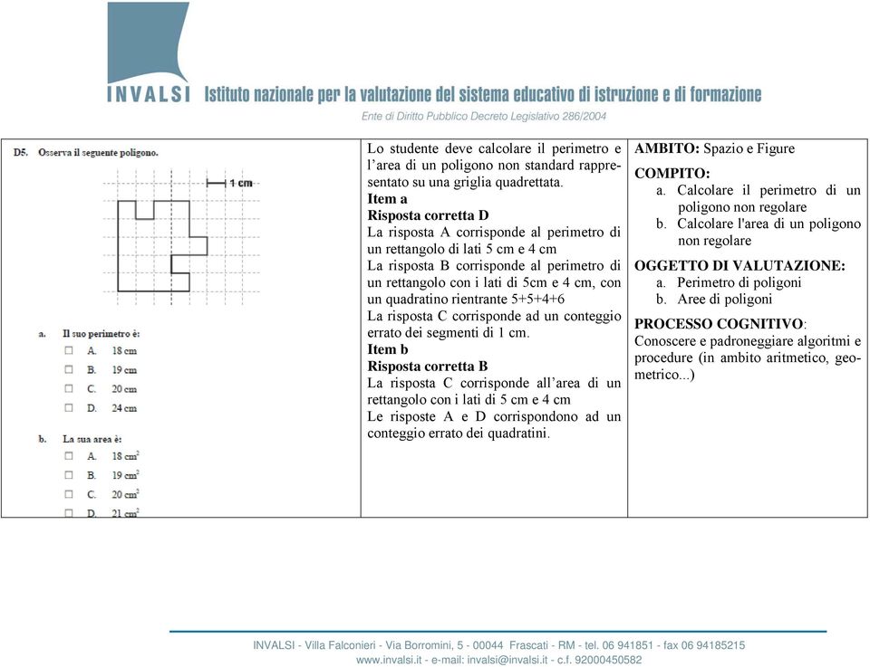 quadratino rientrante 5+5+4+6 La risposta C corrisponde ad un conteggio errato dei segmenti di 1 cm.