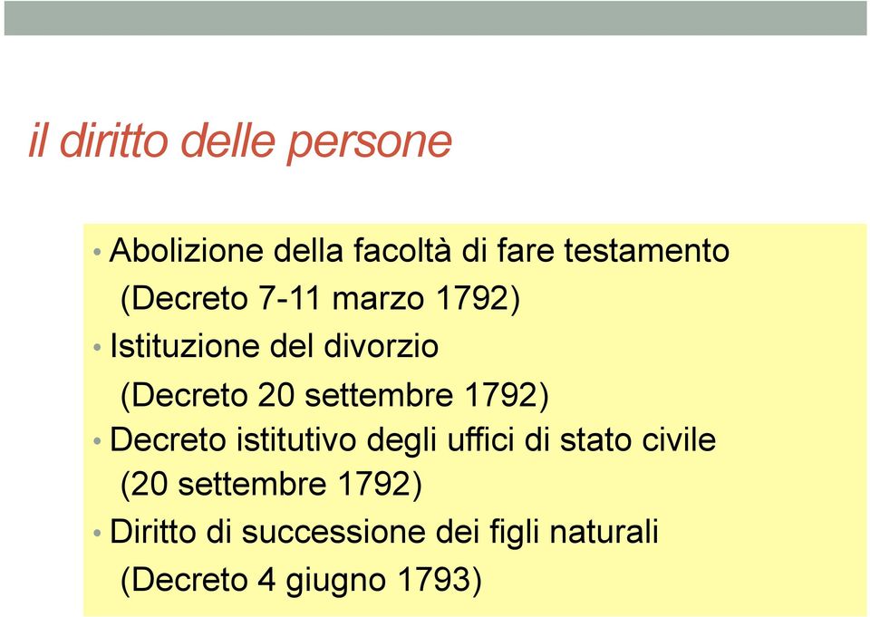 settembre 1792) Decreto istitutivo degli uffici di stato civile (20