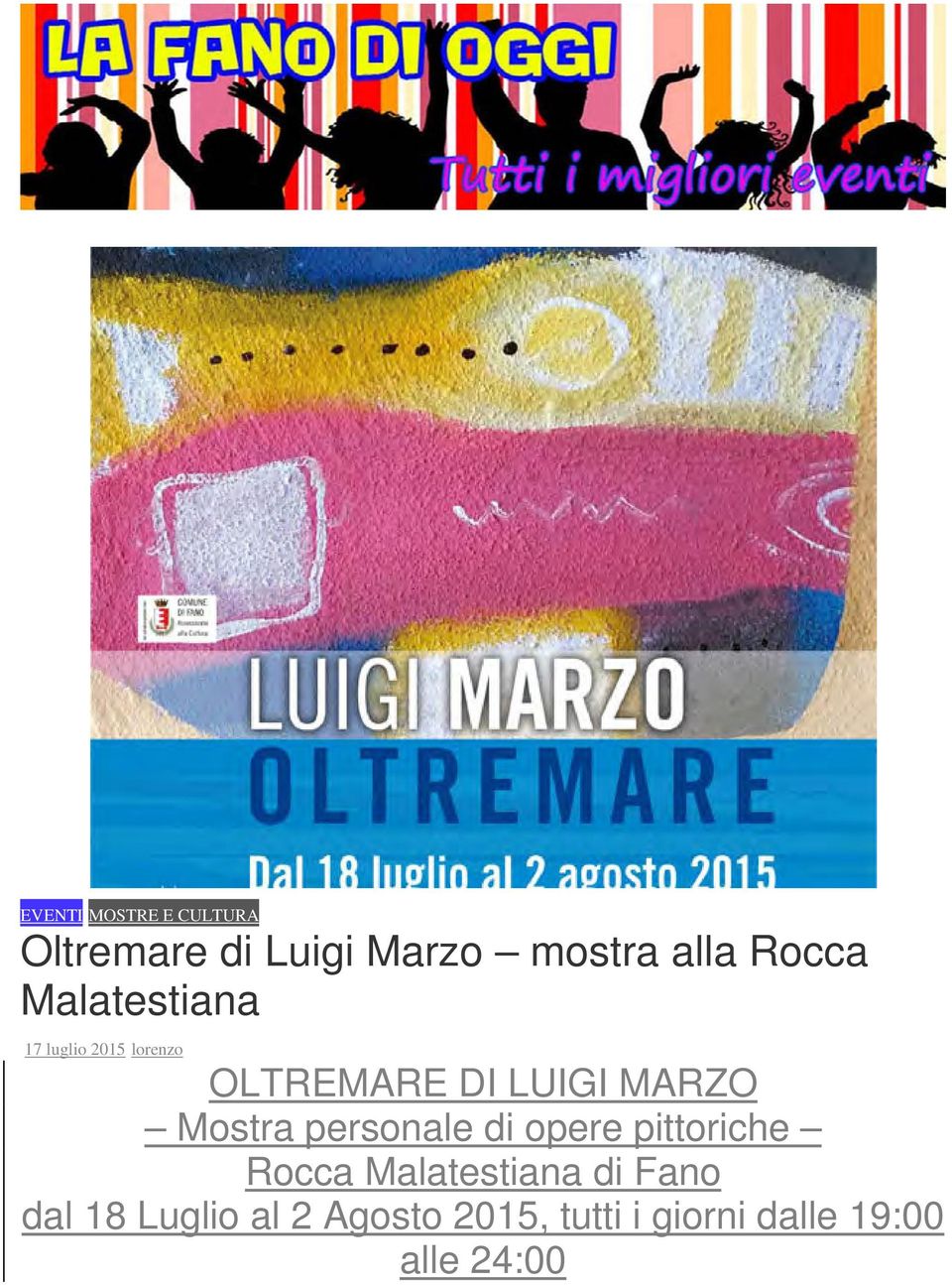 MARZO Mostra personale di opere pittoriche Rocca Malatestiana di