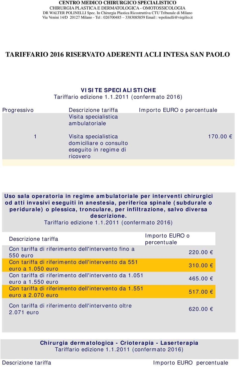 00 Uso sala operatoria in regime ambulatoriale per interventi chirurgici od atti invasivi eseguiti in anestesia, periferica spinale (subdurale o peridurale) o plessica, tronculare, per infiltrazione,