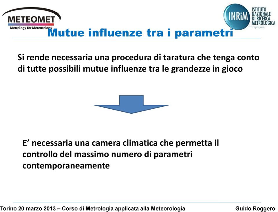 le grandezze in gioco E necessaria una camera climatica che