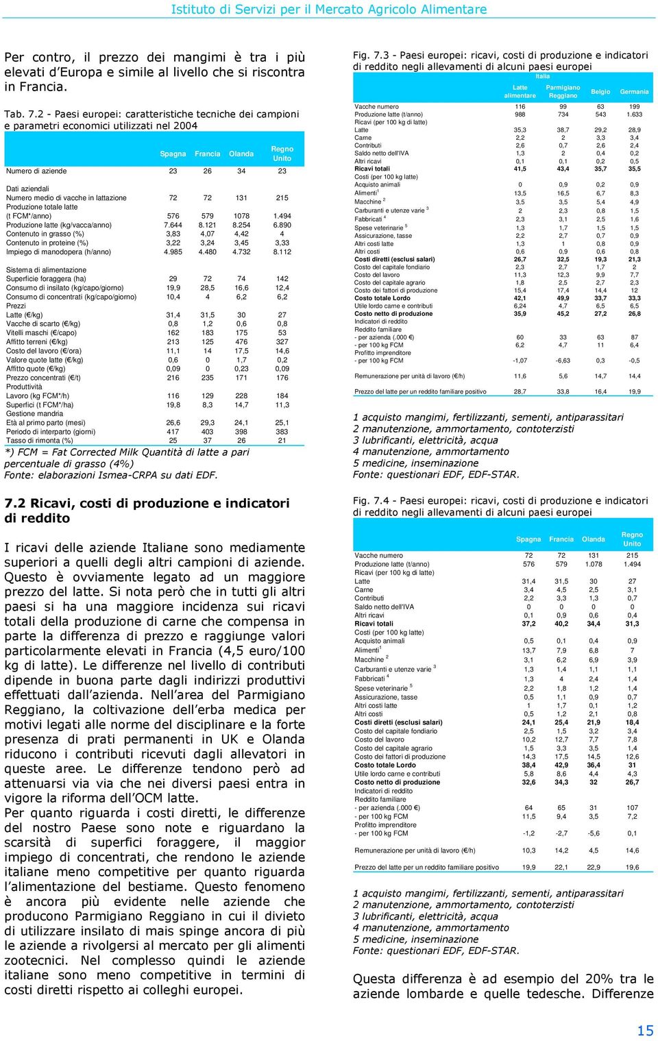 11 Sistema di alimentazione Superficie foraggera (ha) 9 7 74 14 Consumo di insilato (kg/capo/giorno) 19,9, 1, 1,4 Consumo di concentrati (kg/capo/giorno) 10,4 4,, Prezzi Latte (/kg) 31,4 31, 30 7