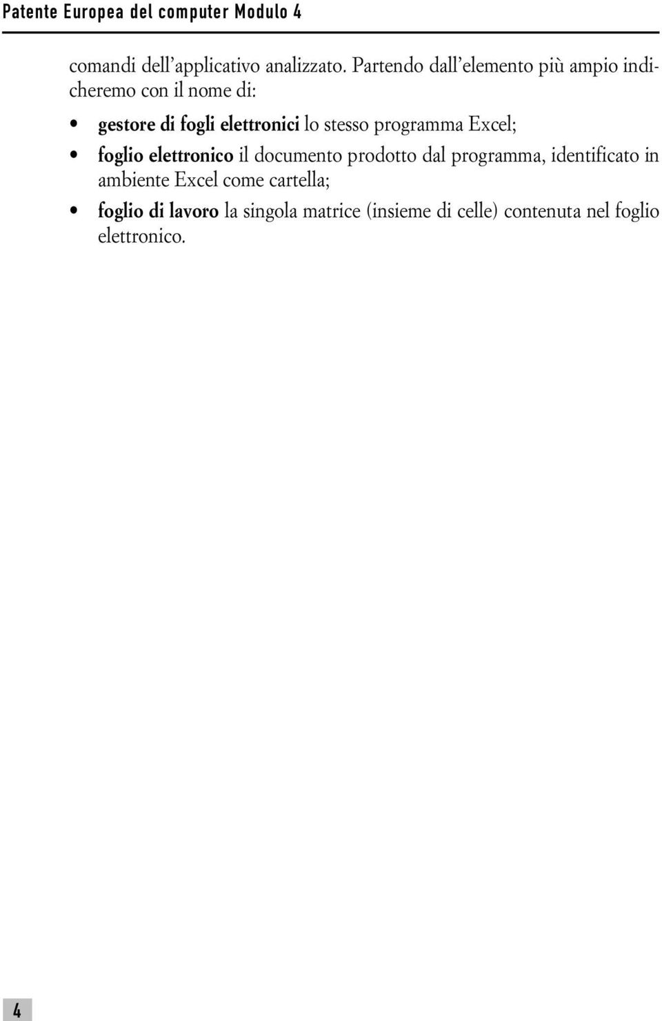 stesso programma Excel; foglio elettronico il documento prodotto dal programma, identificato in