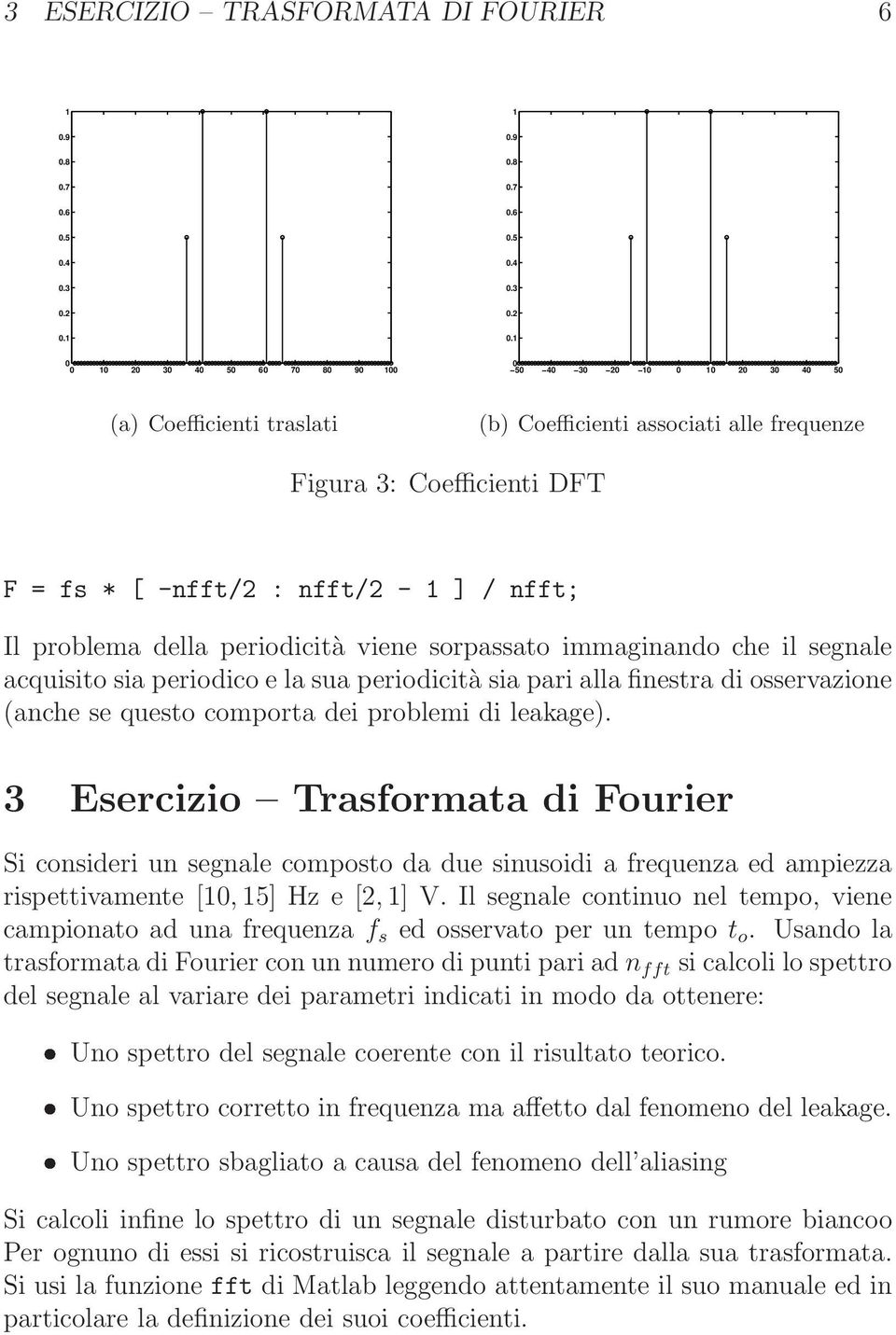 periodicità viene sorpassato immaginando che il segnale acquisito sia periodico e la sua periodicità sia pari alla finestra di osservazione (anche se questo comporta dei problemi di leakage).