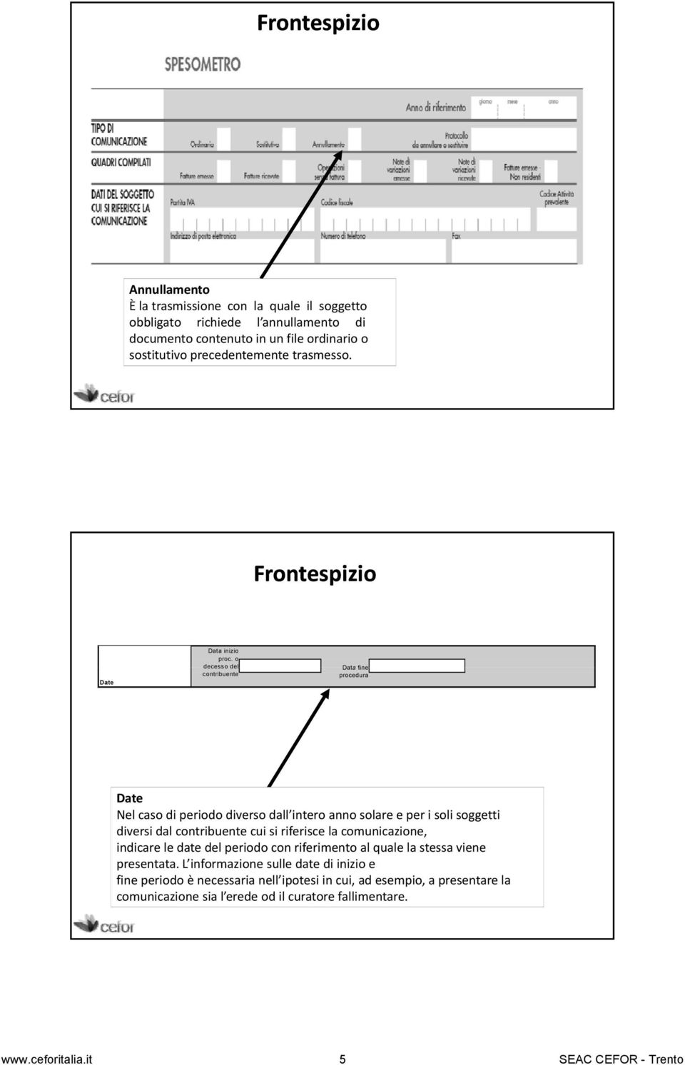 o decesso del contribuente Data fine procedura Date Nel caso di periodo diverso dall intero anno solare e per i soli soggetti diversi dal contribuente cui si riferisce la