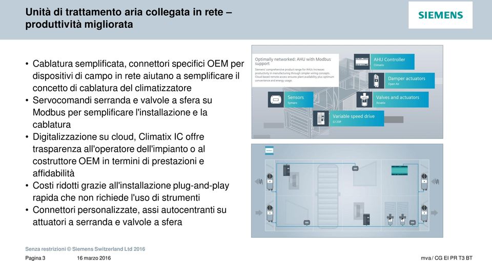 Digitalizzazione su cloud, Climatix IC offre trasparenza all'operatore dell'impianto o al costruttore OEM in termini di prestazioni e affidabilità Costi ridotti