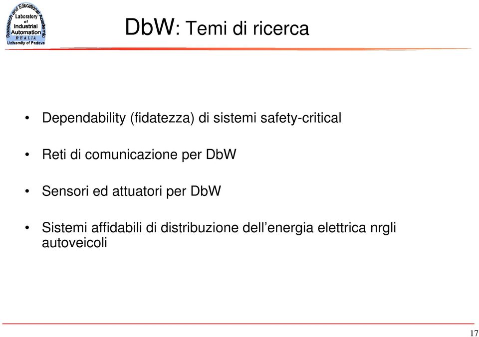 DbW Sensori ed attuatori per DbW Sistemi affidabili