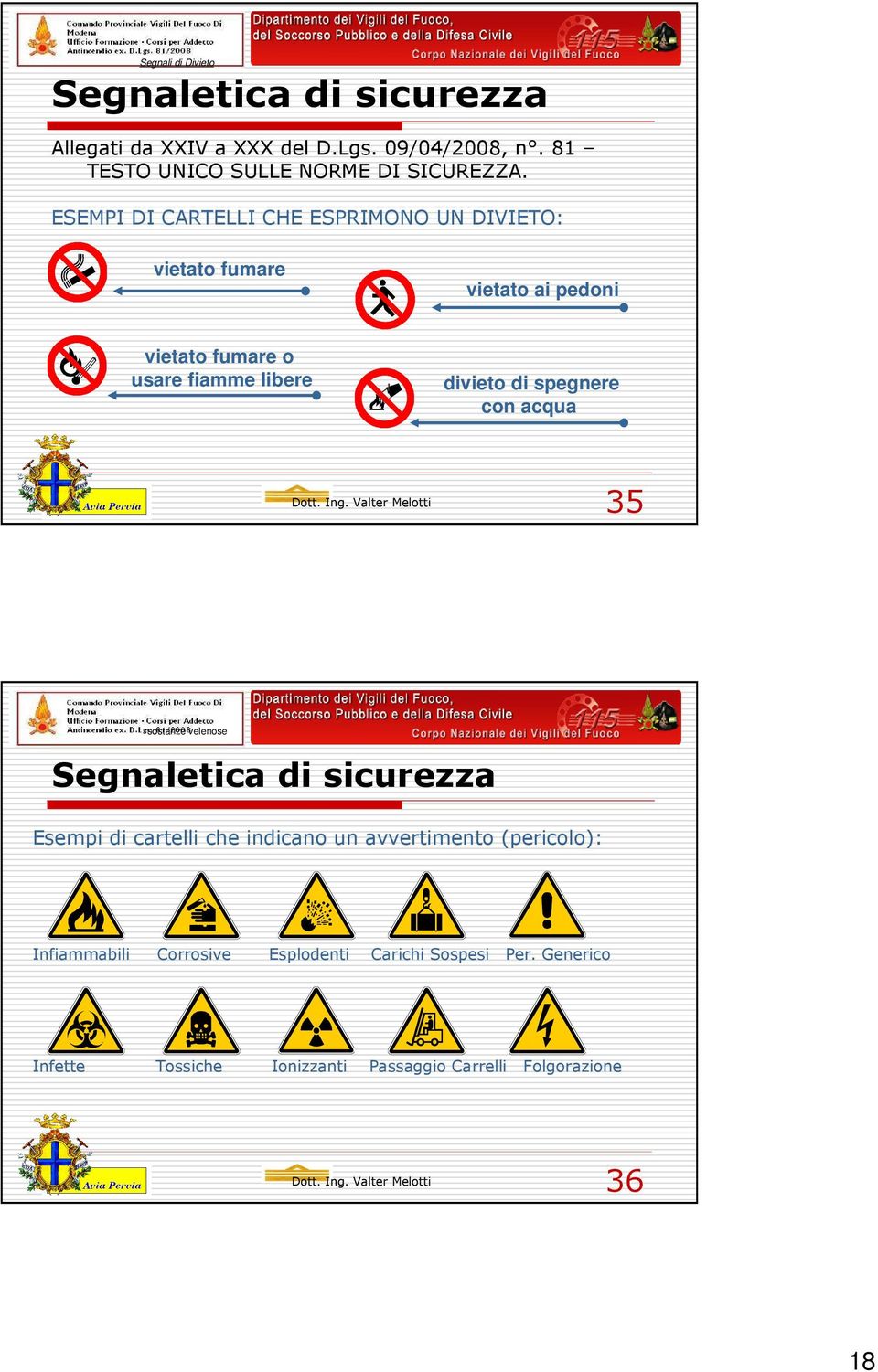 ESEMPI DI CARTELLI CHE ESPRIMONO UN DIVIETO: vietato fumare vietato ai pedoni vietato fumare o usare fiamme libere divieto di