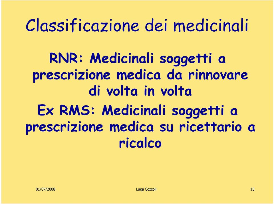 in volta Ex RMS: Medicinali soggetti a prescrizione