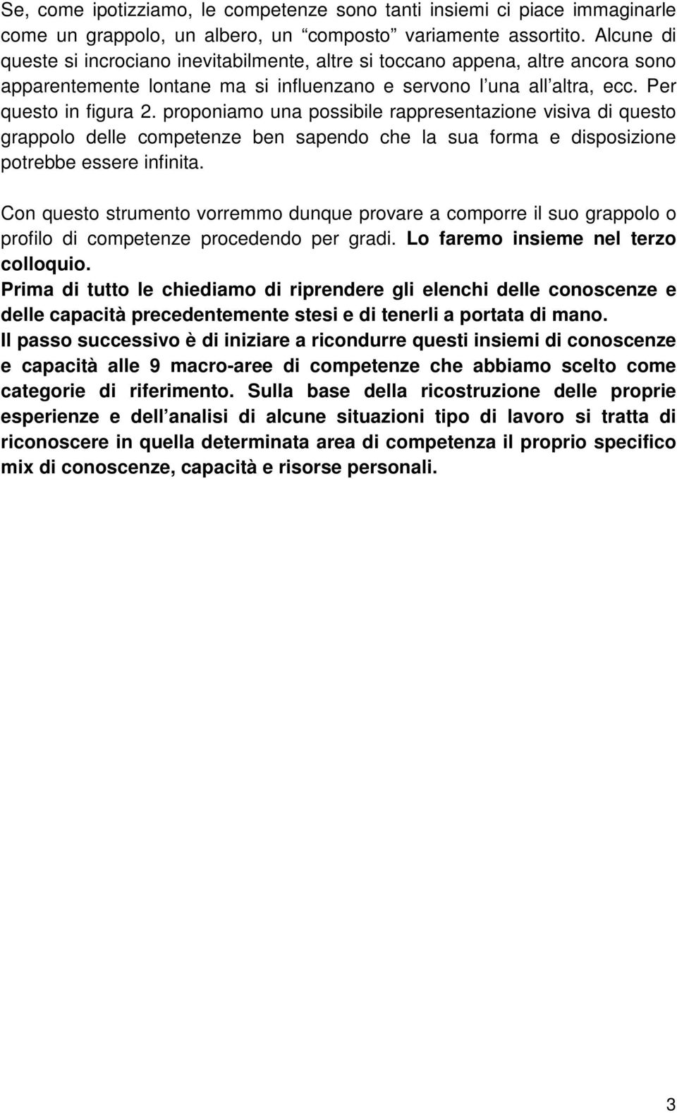 proponiamo una possibile rappresentazione visiva di questo grappolo delle competenze ben sapendo che la sua forma e disposizione potrebbe essere infinita.