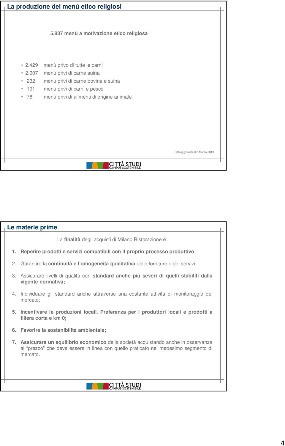 finalità degli acquisti di Milano Ristorazione è: 1. Reperire prodotti e servizi compatibili con il proprio processo produttivo; 2.