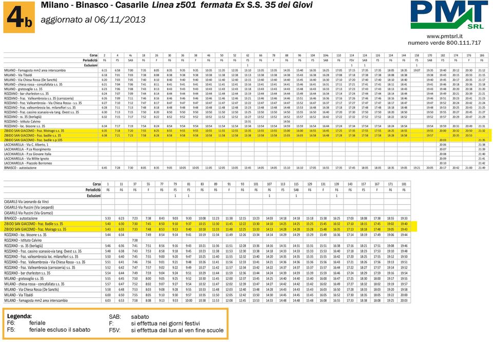 F5V SAB F5 F6 F6 F5 SAB F5 F6 F F6 Esclusioni 1 1 1 1 MILANO - Famagosta mm2 area interscambio 6:15 6:58 7:00 7:35 8:05 8:35 9:35 9:35 10:35 11:35 12:35 13:10 13:35 13:35 14:35 15:40 16:35 16:25