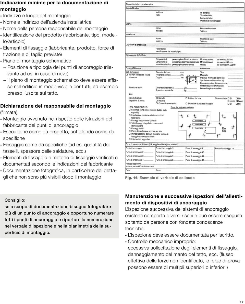 ancoraggio (rilevante ad es. in caso di neve) Il piano di montaggio schematico deve essere affisso nell edificio in modo visibile per tutti, ad esempio presso l uscita sul tetto.
