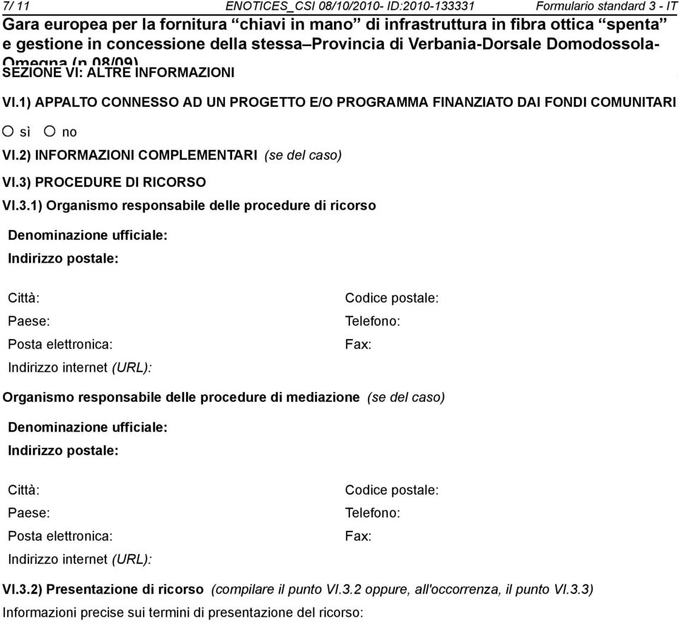 PROCEDURE DI RICORSO VI.3.