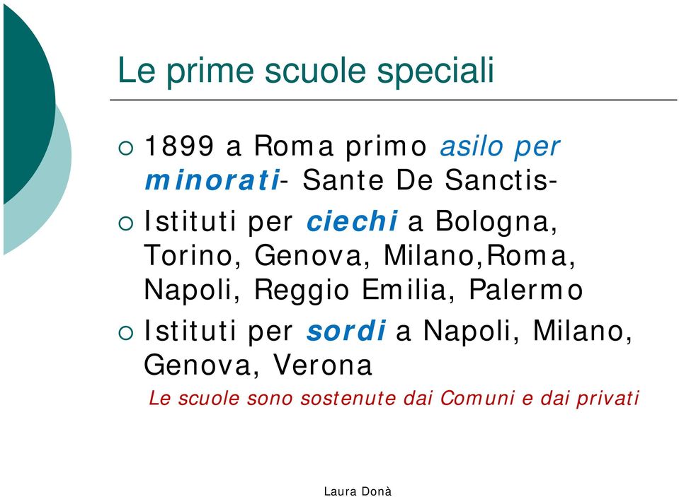 Milano,Roma, Napoli, Reggio Emilia, Palermo Istituti per sordi a