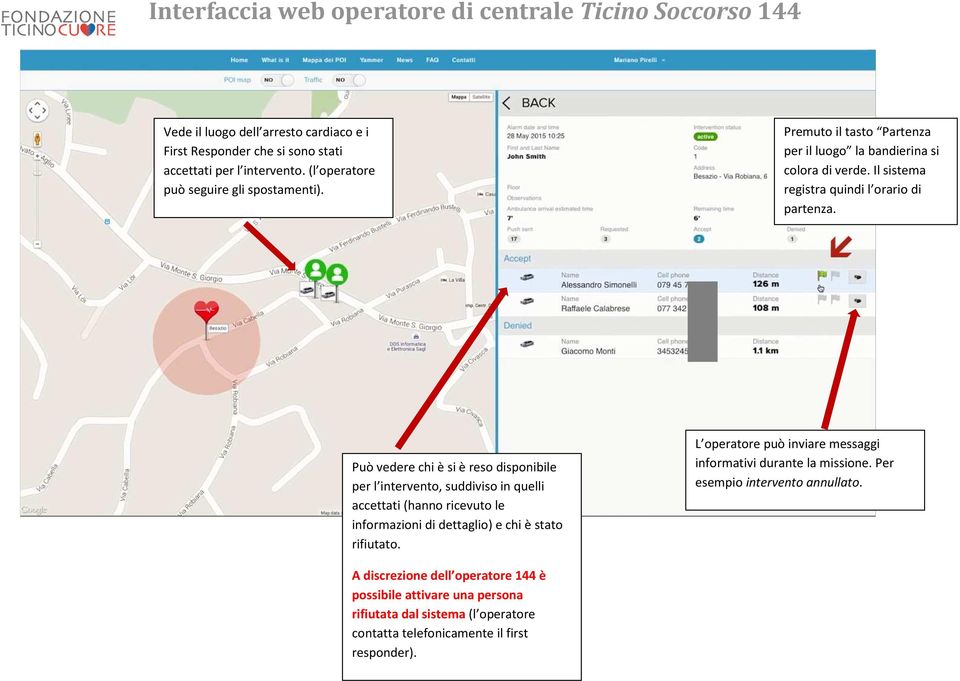 Può vedere chi è si è reso disponibile per l intervento, suddiviso in quelli accettati (hanno ricevuto le informazioni di dettaglio) e chi è stato rifiutato.