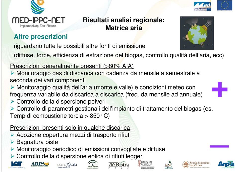 condizioni meteo con frequenza variabile da discarica a discarica (freq.