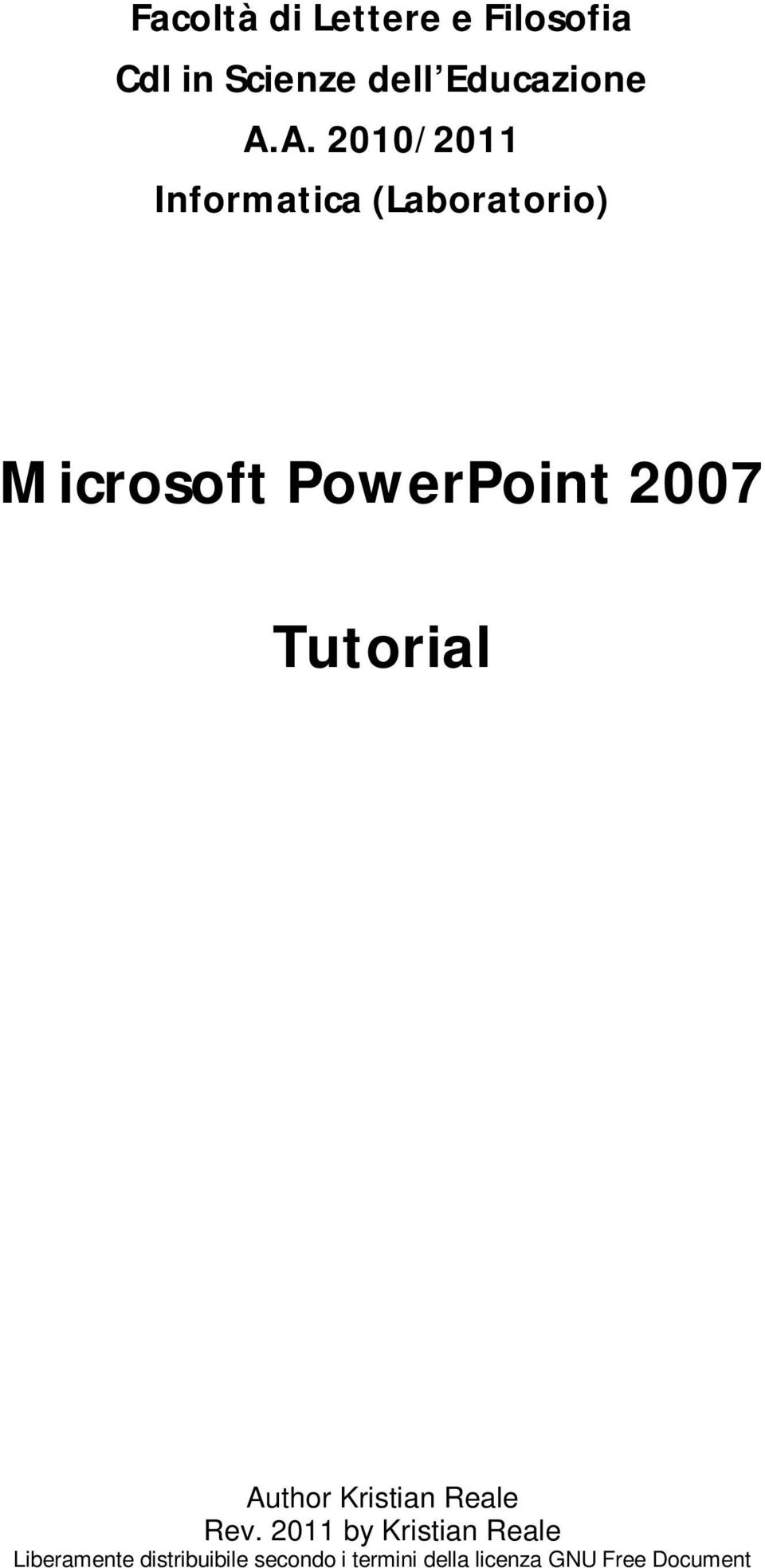 Tutorial Author Kristian Reale Rev.