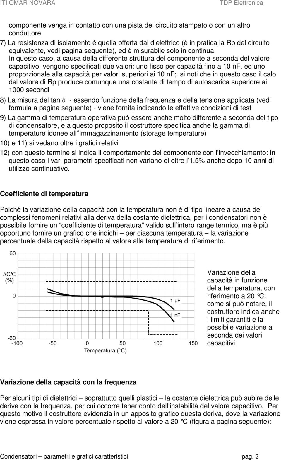 In questo caso, a causa della differente struttura del componente a seconda del valore capacitivo, vengono specificati due valori: uno fisso per capacità fino a 10 nf, ed uno proporzionale alla