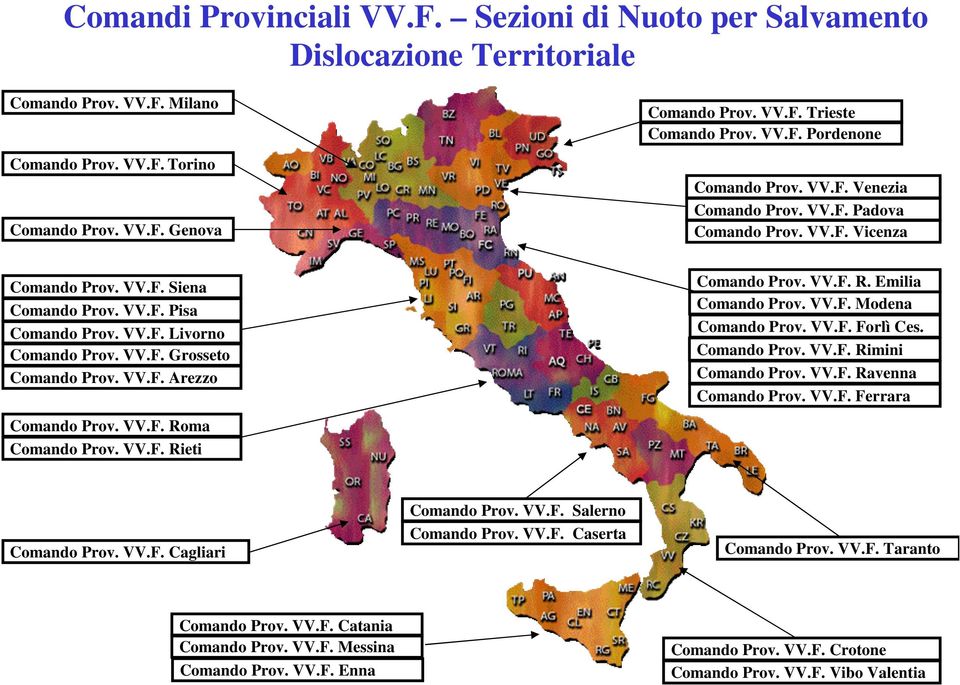 VV.F. Arezzo Comando Prov. VV.F. Roma Comando Prov. VV.F. Rieti Comando Prov. VV.F. R. Emilia Comando Prov. VV.F. Comando Prov. VV.F. Forlì Ces. Comando Prov. VV.F. Rimini Comando Prov. VV.F. Ravenna Comando Prov.