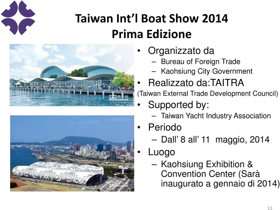 Council) Supported by: Taiwan Yacht Industry Association Periodo Dall 8 all 11