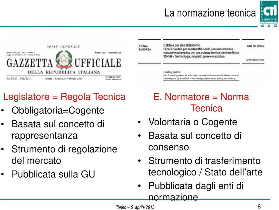 Normatore = Norma Tecnica Volontaria o Cogente Basata sul concetto di consenso