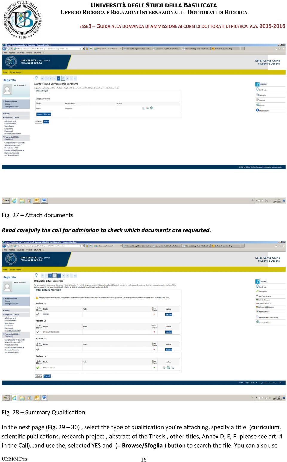 29 30), select the type of qualification you re attaching, specify a title (curriculum, scientific publications,